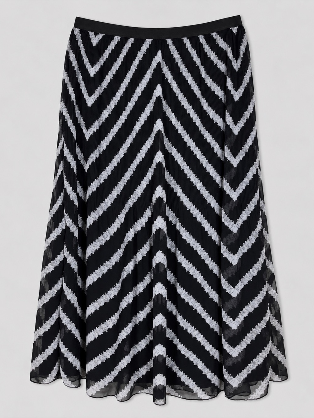 Chicos Chevron Pleated Midi Skirt XL Flowy Whimsigoth Fairy Grunge Bohemian